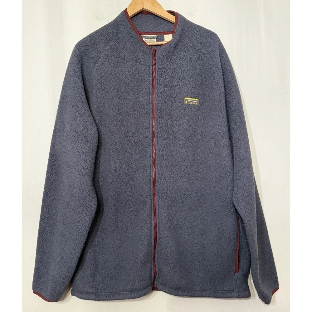 L.L. Bean Katahdin Full Zip‎ Gray Midweight Sherpa Fleece Jacket XXL Tall 518911